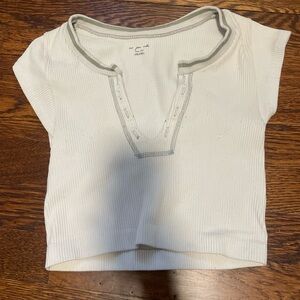 White Ribbed Women's Top